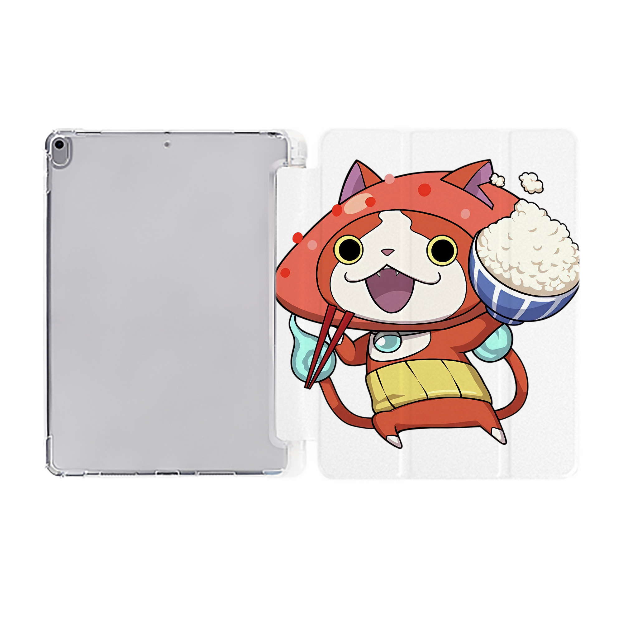 （画像用） 妖怪ウォッチ Yo-kai Watch IPad ケース ペン収納付き 三つ折りスタンド PUレザー×シリコン 対応機種9.5/10.5/10.9インチ